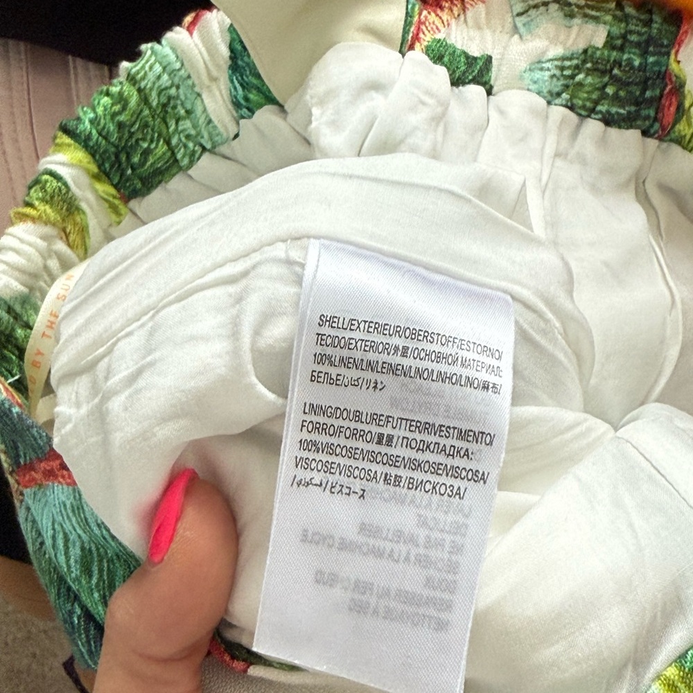 Farm Rio Forest Palm Linen Wide-Leg Pants Small - Picture 5 of 5